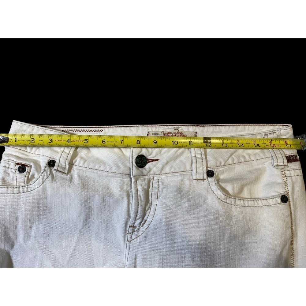 1921 Handcrafted Denim White Flare Jeans Western Glove Works Heavy Stitch 31x28 - Picture 12 of 12